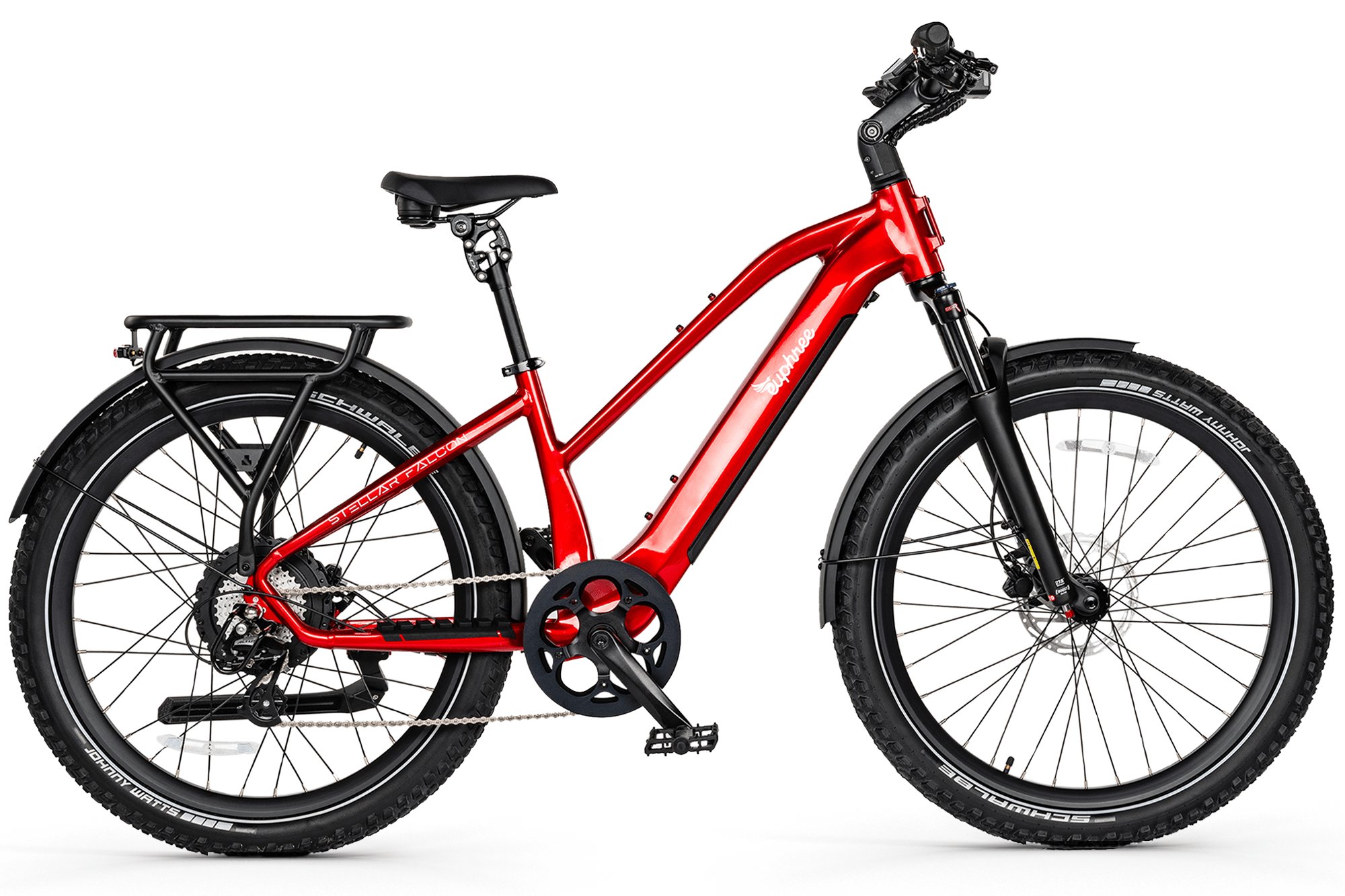 Stellar Falcon Mid-Step Crimson Comet Red full-suspension electric bike